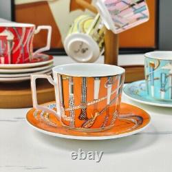 Hermès Multicolor Scepter Set Of Six Tea Cup and Saucer Set Luxury Bone China
