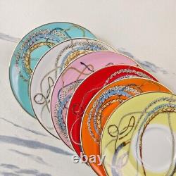 Hermès Multicolor Scepter Set Of Six Tea Cup and Saucer Set Luxury Bone China