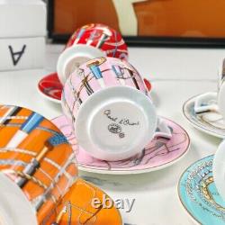 Hermès Multicolor Scepter Set Of Six Tea Cup and Saucer Set Luxury Bone China