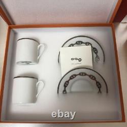 Hermes Paris Chaine d'Ancre Tea Cup & Saucer Porcelain Set of 2 Unused
