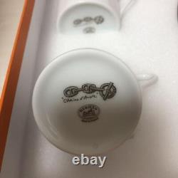 Hermes Paris Chaine d'Ancre Tea Cup & Saucer Porcelain Set of 2 Unused