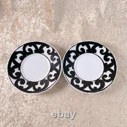 Hermes Paris Guadalquivir Black Tea Cup & Saucer 2 Sets Porcelain Tableware wBox