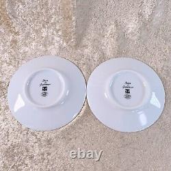 Hermes Paris Guadalquivir Black Tea Cup & Saucer 2 Sets Porcelain Tableware wBox