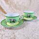 Hermes Paris Tea Cup Saucer Africa Green Porcelain Tableware 2 Sets