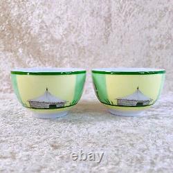 Hermes Paris Tea Cup Saucer Africa Green Porcelain Tableware 2 Sets