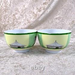 Hermes Paris Tea Cup & Saucer Africa Green Porcelain Tableware 2 Sets
