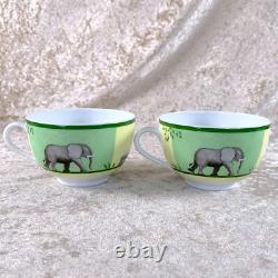 Hermes Paris Tea Cup & Saucer Africa Green Porcelain Tableware 2 Sets