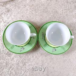 Hermes Paris Tea Cup & Saucer Africa Green Porcelain Tableware 2 Sets