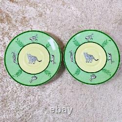 Hermes Paris Tea Cup Saucer Africa Green Porcelain Tableware 2 Sets