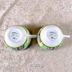 Hermes Paris Tea Cup & Saucer Africa Green Porcelain Tableware 2 Sets