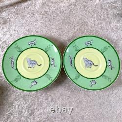 Hermes Paris Tea Cup & Saucer Africa Green Porcelain Tableware 2 Sets