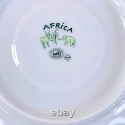 Hermes Paris Tea Cup Saucer Africa Green Porcelain Tableware 2 Sets