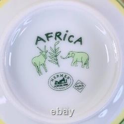 Hermes Paris Tea Cup Saucer Africa Green Porcelain Tableware 2 Sets