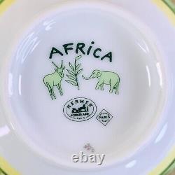 Hermes Paris Tea Cup Saucer Africa Green Porcelain Tableware 2 Sets