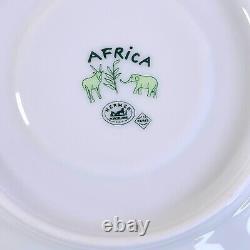 Hermes Paris Tea Cup Saucer Africa Green Porcelain Tableware 2 Sets