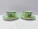 Hermes Paris Tea Cup Saucer Africa Green Porcelain Tableware 2 Sets No Box