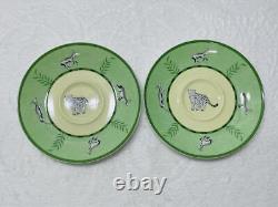 Hermes Paris Tea Cup Saucer Africa Green Porcelain Tableware 2 Sets No Box