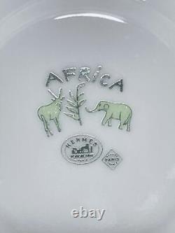 Hermes Paris Tea Cup Saucer Africa Green Porcelain Tableware 2 Sets No Box
