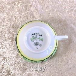 Hermes Paris Tea Cup Saucer Africa Green Porcelain Tableware New with No Box