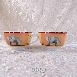 Hermes Paris Tea Cup Saucer Africa Orange Porcelain Tableware 2 Sets withBox