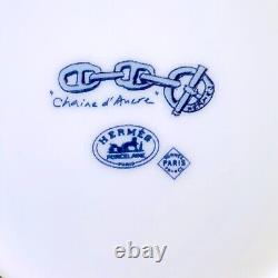 Hermes Paris Tea Cup Saucer CHAINE D'ANCRE BLUE 2 Sets Authentic with Case