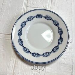 Hermes Paris Tea Cup & Saucer CHAINE D'ANCRE BLUE 2 Sets Tableware with Box