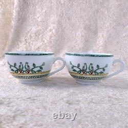 Hermes Paris Tea Cup & Saucer Early America Porcelain Tableware 2 Sets with Case