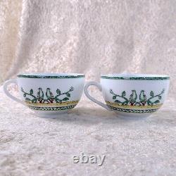 Hermes Paris Tea Cup & Saucer Early America Porcelain Tableware 2 Sets with Case