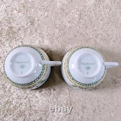 Hermes Paris Tea Cup & Saucer Early America Porcelain Tableware 2 Sets with Case