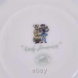 Hermes Paris Tea Cup & Saucer Early America Porcelain Tableware 2 Sets with Case