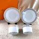 Hermes Paris Tea Cup & Saucer Egee Soleil Gold And Platinum 2 Sets With Case