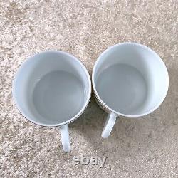 Hermes Paris Tea Cup & Saucer Egee Soleil Gold and Platinum 2 Sets with Case