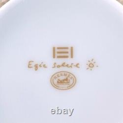 Hermes Paris Tea Cup & Saucer Egee Soleil Gold and Platinum 2 Sets with Case