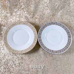 Hermes Paris Tea Cup & Saucer Egee Soleil Gold and Platinum 2 Sets with Case