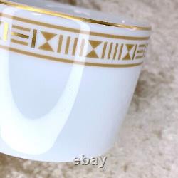 Hermes Paris Tea Cup & Saucer Egee Soleil Gold and Platinum 2 Sets with Case
