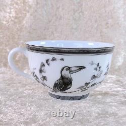 Hermes Paris Tea Cup & Saucer Estampe de Toucans Black RARE Porcelain Tableware