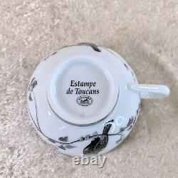 Hermes Paris Tea Cup & Saucer Estampe de Toucans Black RARE Porcelain Tableware