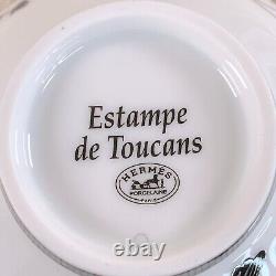 Hermes Paris Tea Cup & Saucer Estampe de Toucans Black RARE Porcelain Tableware