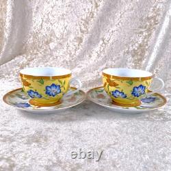 Hermes Paris Tea Cup Saucer La Siesta Yellow Porcelain Tableware 2 Sets