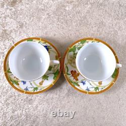 Hermes Paris Tea Cup Saucer La Siesta Yellow Porcelain Tableware 2 Sets