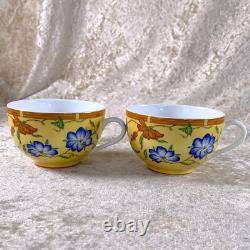 Hermes Paris Tea Cup Saucer La Siesta Yellow Porcelain Tableware 2 Sets