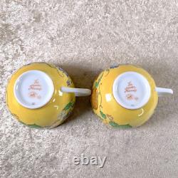 Hermes Paris Tea Cup Saucer La Siesta Yellow Porcelain Tableware 2 Sets