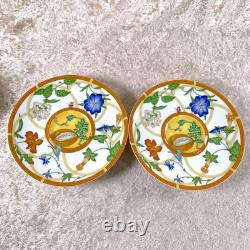 Hermes Paris Tea Cup Saucer La Siesta Yellow Porcelain Tableware 2 Sets