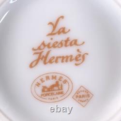 Hermes Paris Tea Cup Saucer La Siesta Yellow Porcelain Tableware 2 Sets