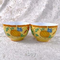 Hermes Paris Tea Cup Saucer La Siesta Yellow Porcelain Tableware 2 Sets with Box