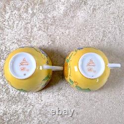 Hermes Paris Tea Cup Saucer La Siesta Yellow Porcelain Tableware 2 Sets with Box