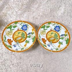 Hermes Paris Tea Cup Saucer La Siesta Yellow Porcelain Tableware 2 Sets with Box