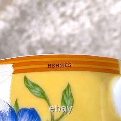 Hermes Paris Tea Cup Saucer La Siesta Yellow Porcelain Tableware 2 Sets with Box