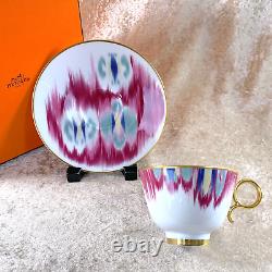 Hermes Paris Tea Cup & Saucer Voyage en Ikat Porcelain Tableware with Case