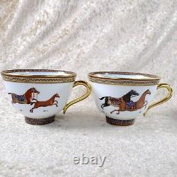 Hermes Paris Tea Cup and Saucer Cheval d'Orient N° 6 & N°1 Tableware 2 Sets